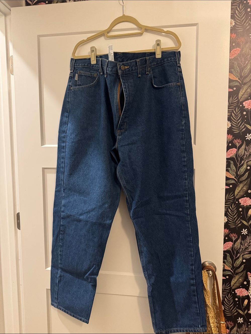 Carhartt Men's Relaxed Fit Jeans in Dark Blue Denim